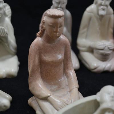 Beautiful 11 Piece Hand Carved Soapstone Nativity Set - AS IS