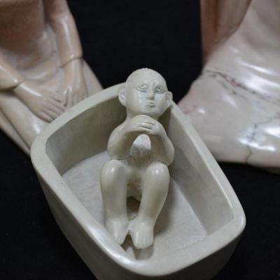 Beautiful 11 Piece Hand Carved Soapstone Nativity Set - AS IS