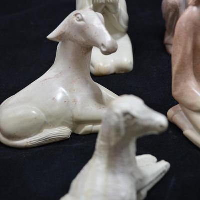 Beautiful 11 Piece Hand Carved Soapstone Nativity Set - AS IS