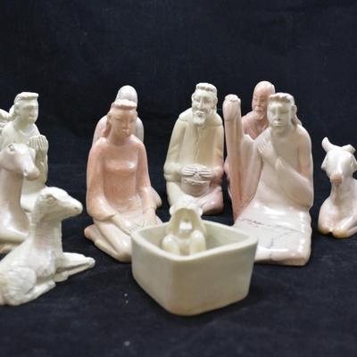 Beautiful 11 Piece Hand Carved Soapstone Nativity Set - AS IS