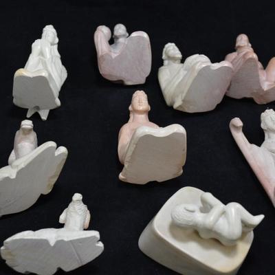 Beautiful 11 Piece Hand Carved Soapstone Nativity Set - AS IS