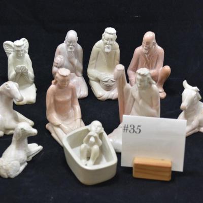Beautiful 11 Piece Hand Carved Soapstone Nativity Set - AS IS