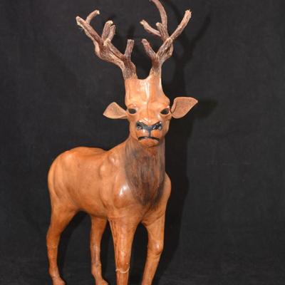 Vintage Leather Wrapped Reindeer