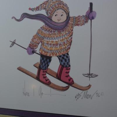 P. Buckley Moss Print "Here I Go" 295/1000 Framed & Matted 1996