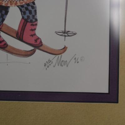 P. Buckley Moss Print "Here I Go" 295/1000 Framed & Matted 1996
