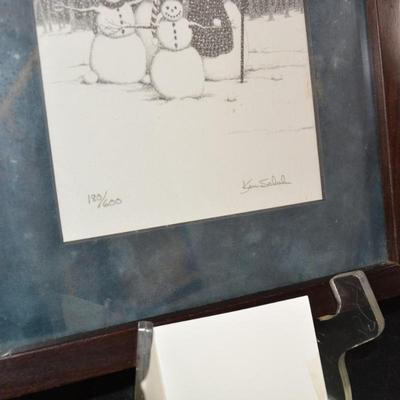 Set of 2 Ken Schuler Snowman Prints 180/600 83/600 Framed & Matted
