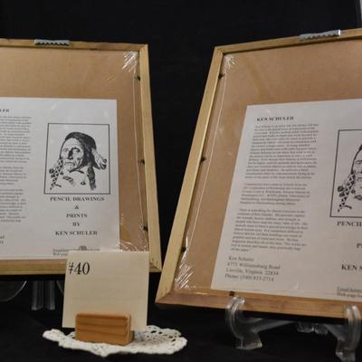 Set of 2 Ken Schuler Snowman Prints 180/600 83/600 Framed & Matted