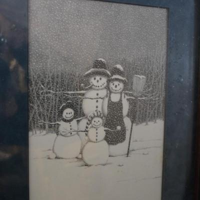Set of 2 Ken Schuler Snowman Prints 180/600 83/600 Framed & Matted