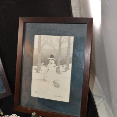 Set of 2 Ken Schuler Snowman Prints 180/600 83/600 Framed & Matted