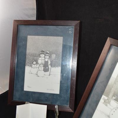 Set of 2 Ken Schuler Snowman Prints 180/600 83/600 Framed & Matted