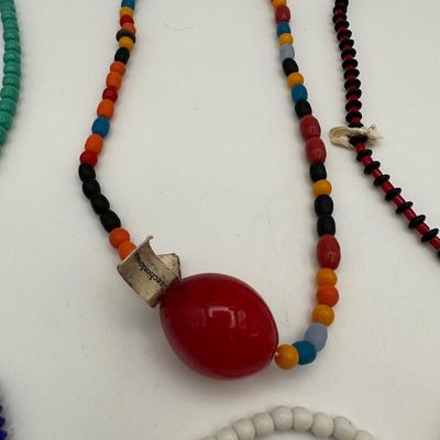 Ten (10) Vintage Mardi Gras Beads. Made in Czechoslovakia.