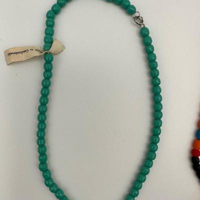 Ten (10) Vintage Mardi Gras Beads. Made in Czechoslovakia.