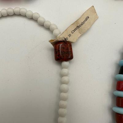 Ten (10) Vintage Mardi Gras Beads. Made in Czechoslovakia.