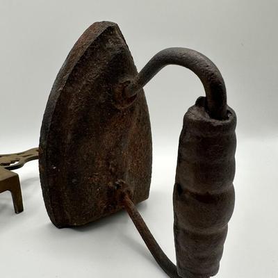 Vintage Flat Iron & Footed Cast Iron Trivet