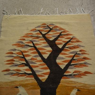 Vintage Wool Tree & Bird Rug 29"X49"
