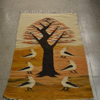 Vintage Wool Tree & Bird Rug 29"X49"