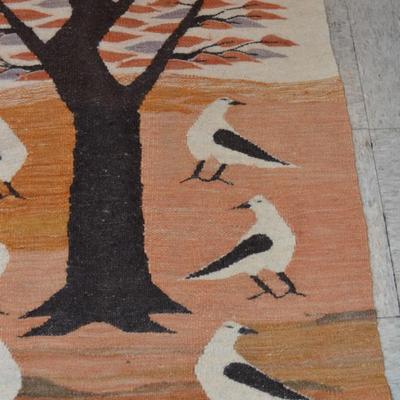 Vintage Wool Tree & Bird Rug 29"X49"