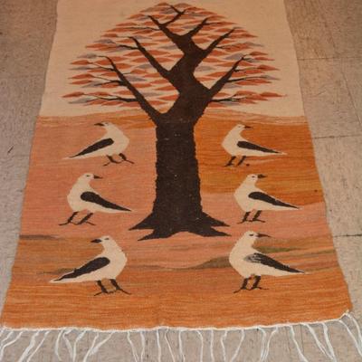Vintage Wool Tree & Bird Rug 29"X49"