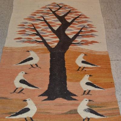 Vintage Wool Tree & Bird Rug 29"X49"