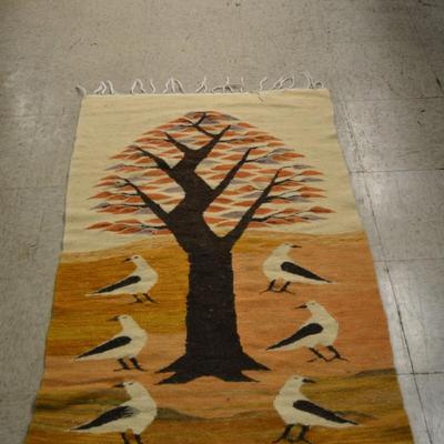 Vintage Wool Tree & Bird Rug 29"X49"