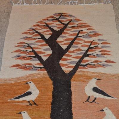 Vintage Wool Tree & Bird Rug 29