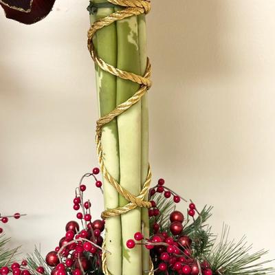 Pair (2) ~ Christmas Poinsetta Topiaries ~ Gold Pot