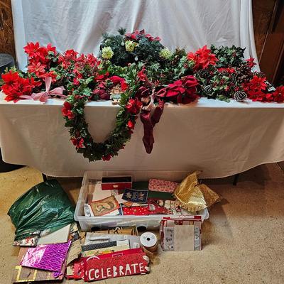 Silk Poinsettias, Greenery & Wrapping Items  (S1-JS)