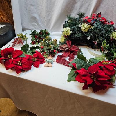 Silk Poinsettias, Greenery & Wrapping Items  (S1-JS)
