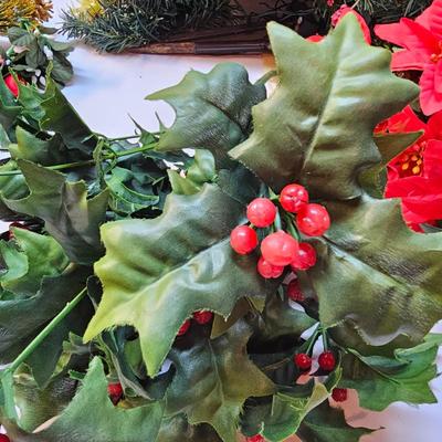 Silk Poinsettias, Greenery & Wrapping Items  (S1-JS)