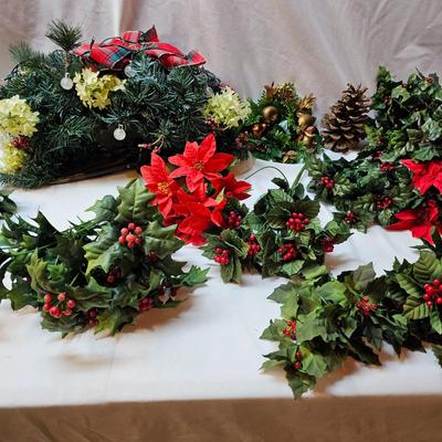 Silk Poinsettias, Greenery & Wrapping Items  (S1-JS)