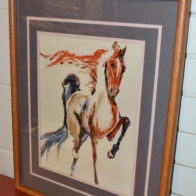 Framed, Matted, & Signed Saddlebread Horse Print 21"X17"