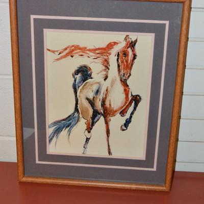 Framed, Matted, & Signed Saddlebread Horse Print 21"X17"