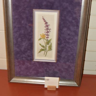 Beautiful Framed & Matted Salvia Watercolor Original, Signed