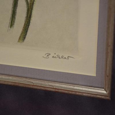 Beautiful Framed & Matted Salvia Watercolor Original, Signed