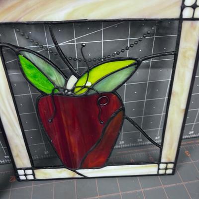 2 Leaded Glass Strawberries PAIR