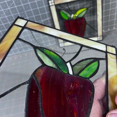 2 Leaded Glass Strawberries PAIR