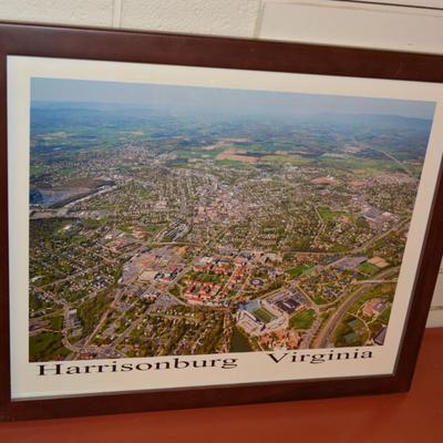 Vintage Aerial Harrisonburg, VA Photo Framed Circa 1990's