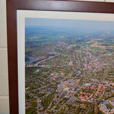 Vintage Aerial Harrisonburg, VA Photo Framed Circa 1990's