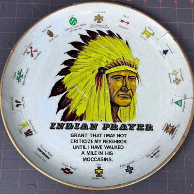 Indian Prayer Plate, Paper Mache' Composite