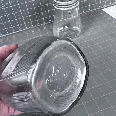 2 ANTIQUE Glass Jars with Zinc Lids EXTRA COOL!!!