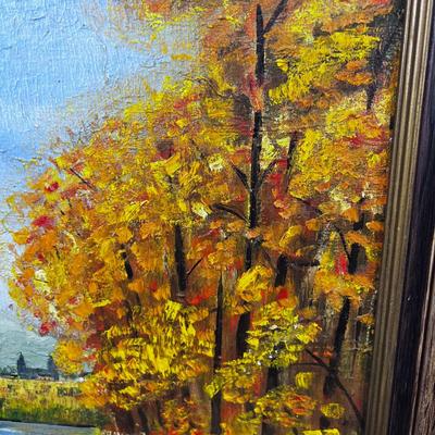 Fall Orange Leafy Oil Painting by CACHE Valley Utah Dated 1969 By George Bueltez (?) 