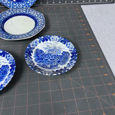 Small Antique Blue Transfer Ware. Mixed Lot