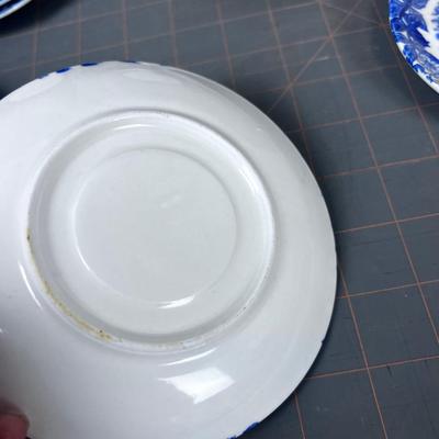 Small Antique Blue Transfer Ware. Mixed Lot