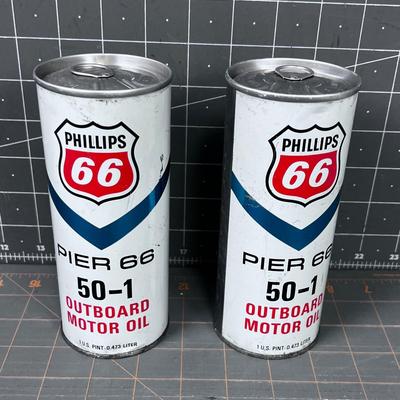 Vintage Phillips 66 Outboard Motor Oil CAN 1970's 