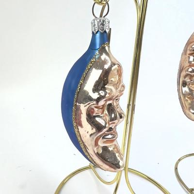 692 Moon and Musical Instruments Glass Ornaments