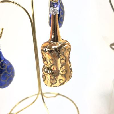 692 Moon and Musical Instruments Glass Ornaments
