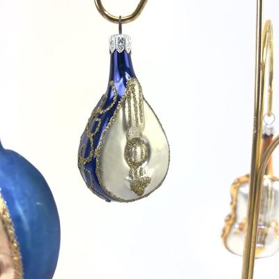 692 Moon and Musical Instruments Glass Ornaments