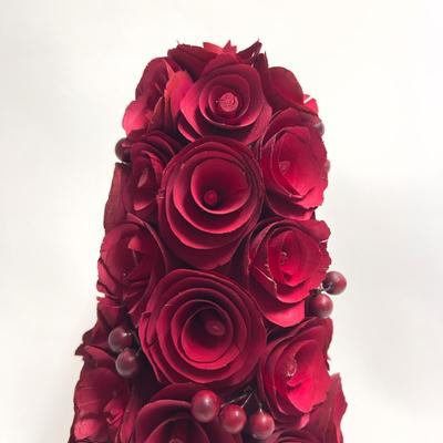 694 Red Smith & Hawken Christmas Pinecone Tree with Iron Tree Votives
