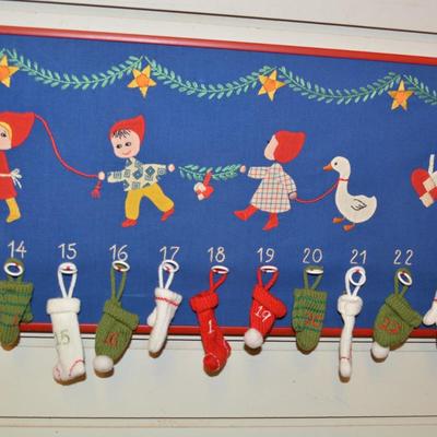Hand Made Charming Advent Calendar 56.5"X10.5"