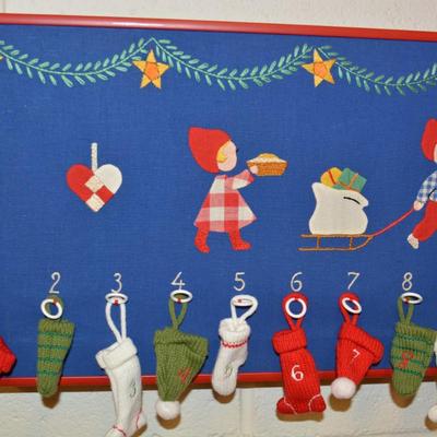 Hand Made Charming Advent Calendar 56.5"X10.5"
